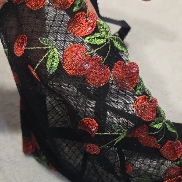 Victoria's Secret Black Bra with Red Cherry Embroidery - Picture 5 of 6